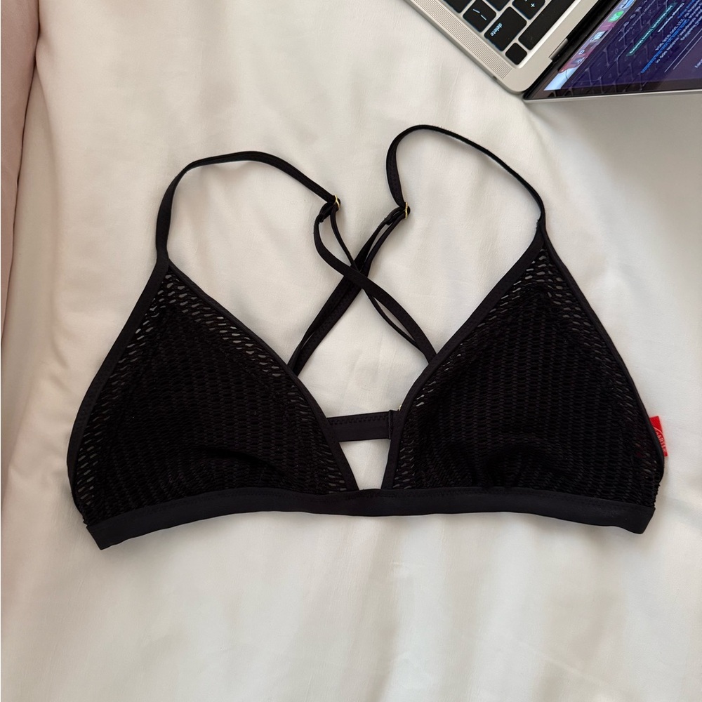 Red Carter Black Mesh Swim Top